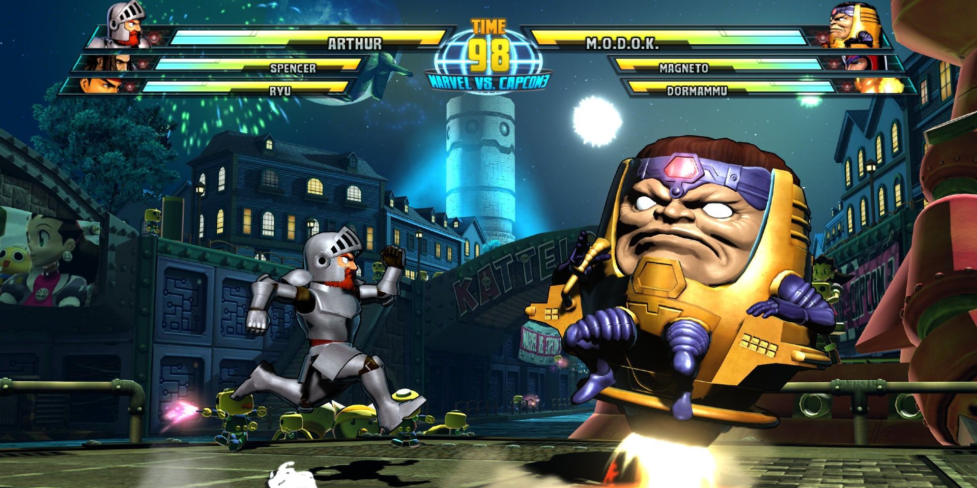 MODOK fights against Arthur in Marvel vs. Capcom 3: Fate of Two Worlds