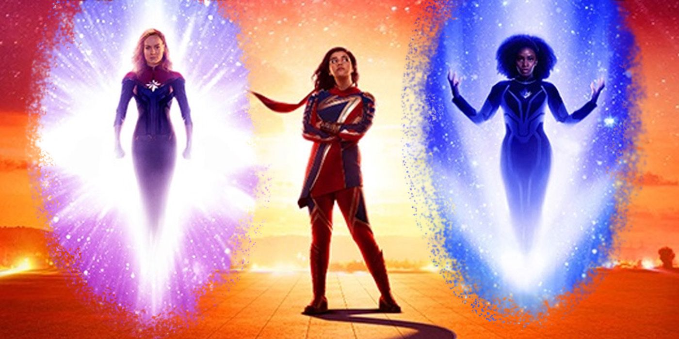 A customized version of The Marvels poster, showing Carol Danvers, Kamala Khan and Monica Rambeau.