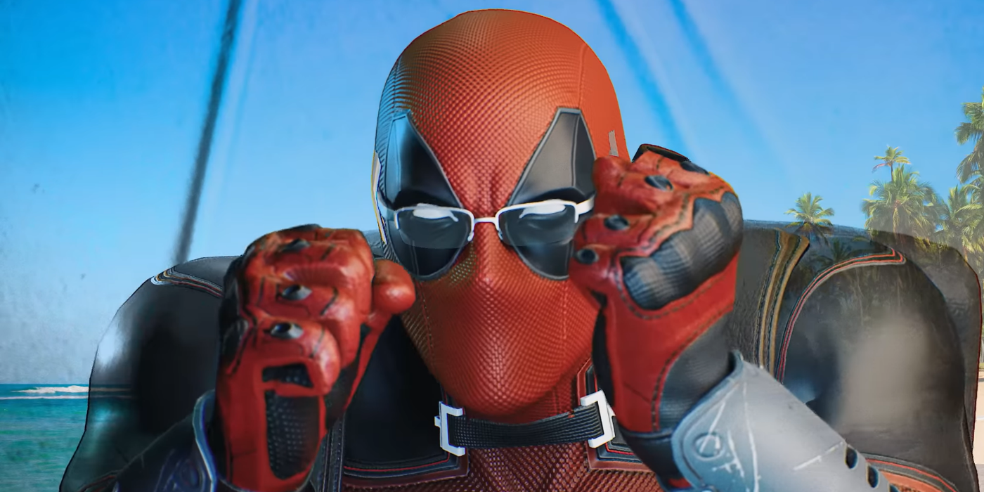 Marvel's Midnight Suns' Deadpool wearing glasses and looking frustrated