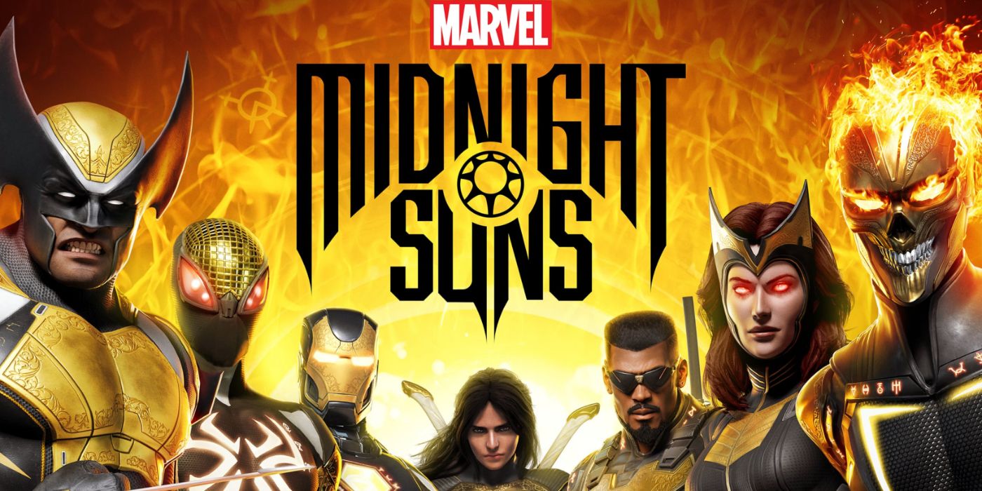 Midnight Suns promo art featuring some of the Marvel heroes playable including Woverine and Iron Man.