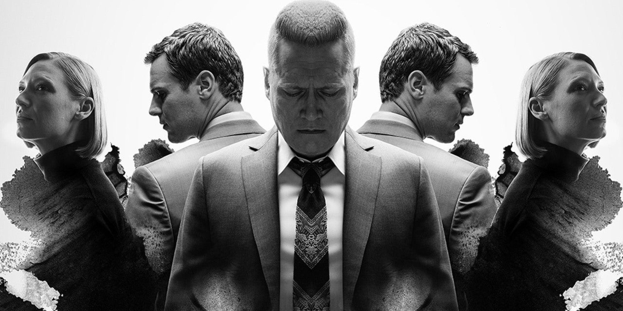 Jonathan Gross, Holt McCallany and Anna Torv stand together for a Netflix Mindhunter poster.