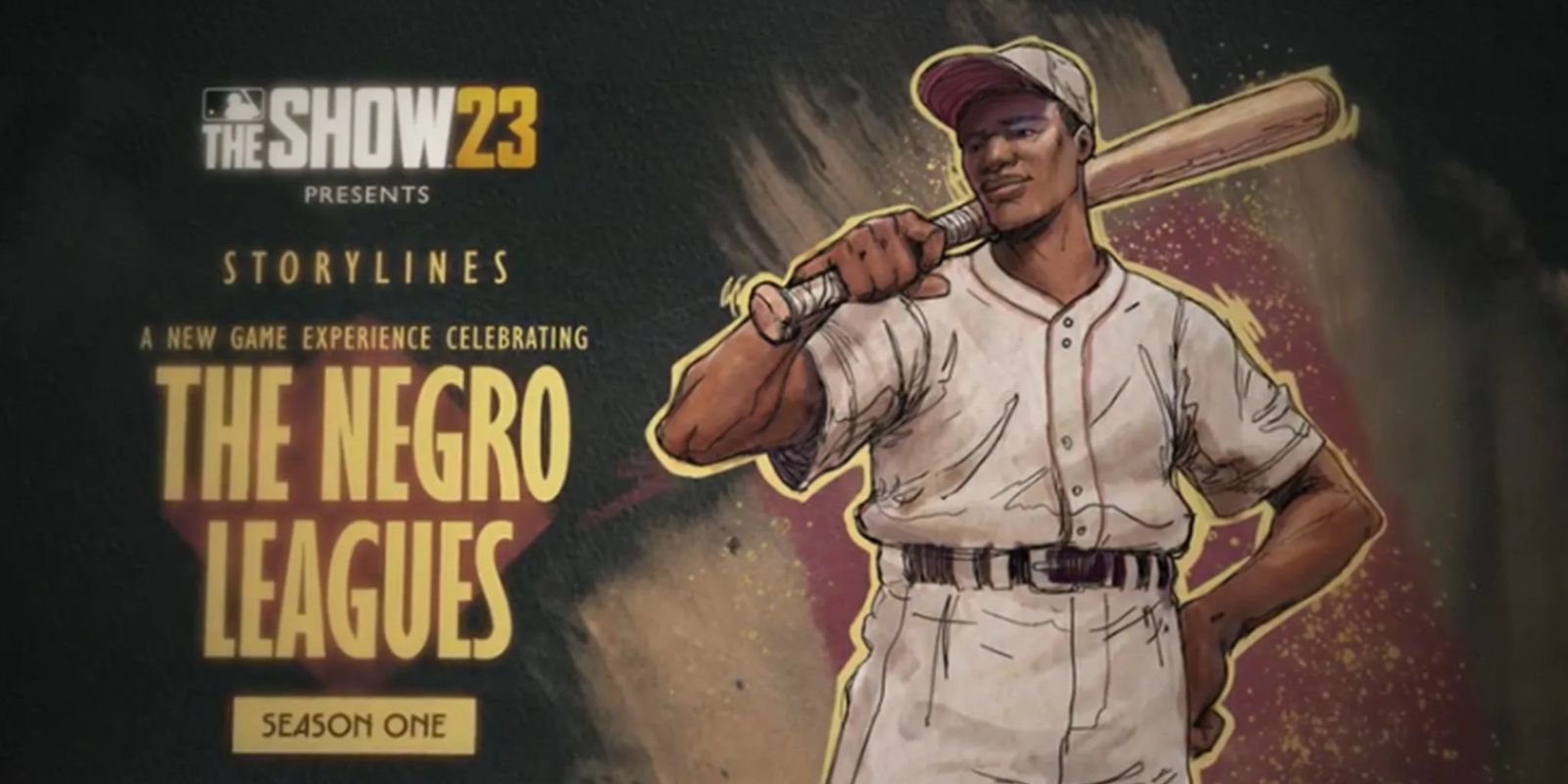 MLB The Show 23 Storylines: The Negro Leagues Season One arte principal com arte de um jogador de beisebol negro