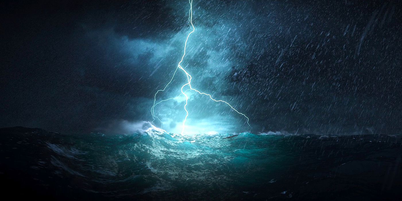 Lightning crashes into the ocean in Moana