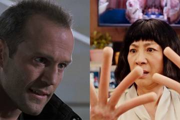 Split image showing scenes from The One and Everything, Everywhere, All At Once