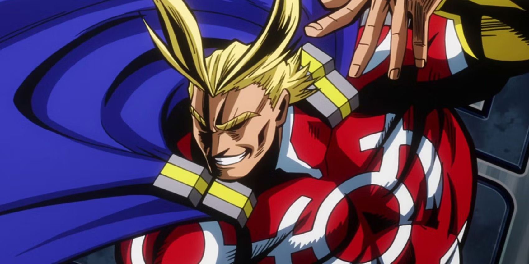 All Might poses in his muscular form in My Hero Academia