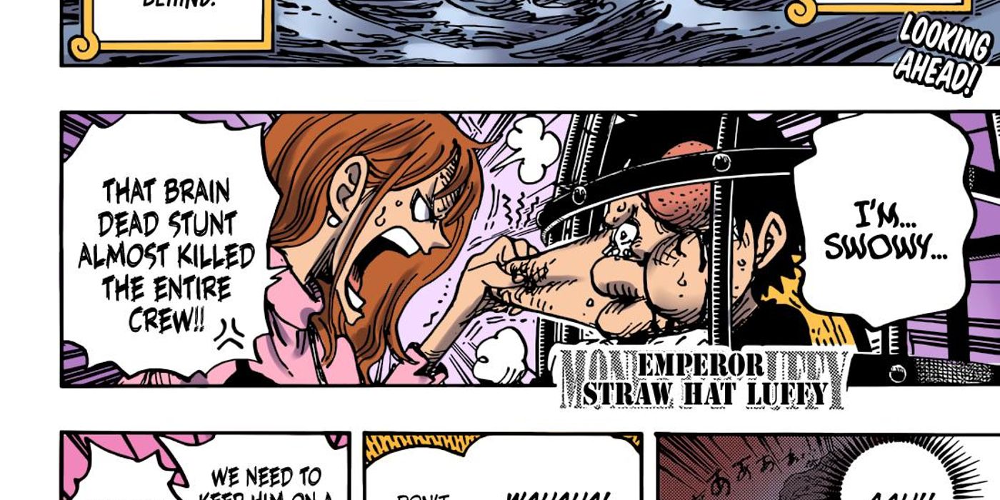 Nami espancando Luffy em One Piece