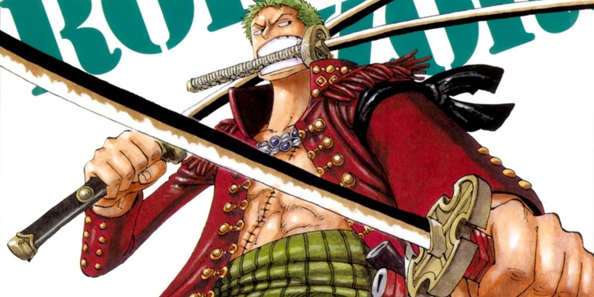 One Piece Roronoa Zoro holding the Sandai Kitetsu volume cover