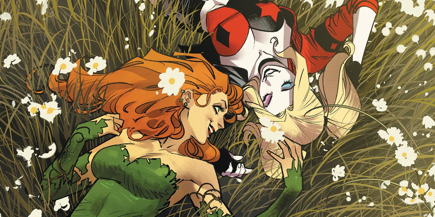 Poison Ivy and Harley Quinn laying in a field together