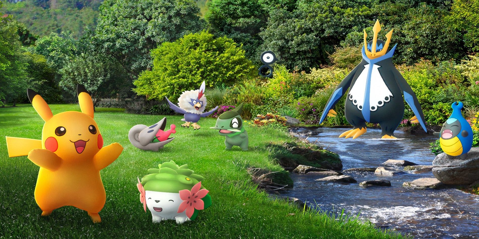 Pokemon Go Pikachu and friends outdoors