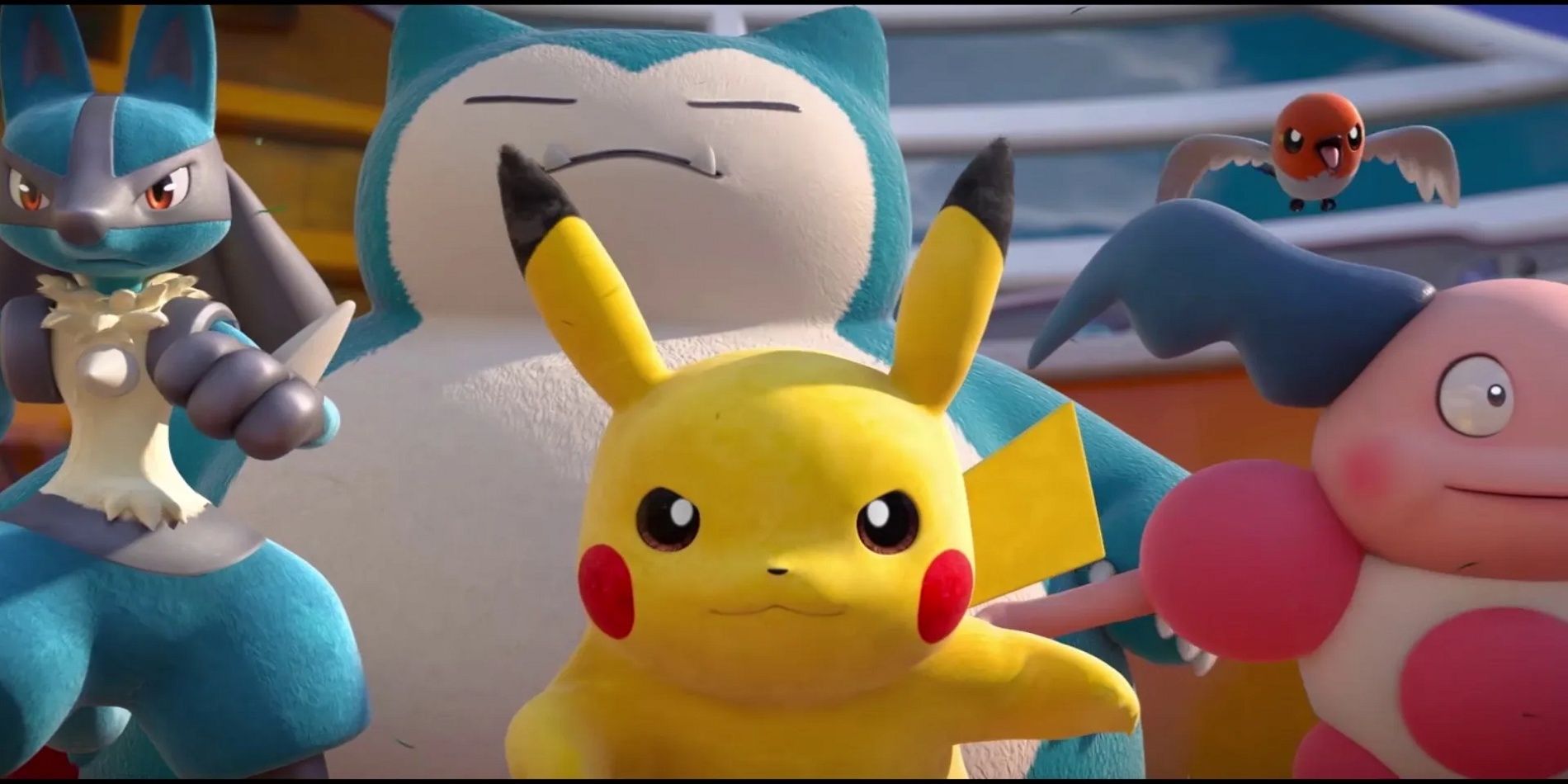 Pikachu e outros close-up em Pokémon Go.