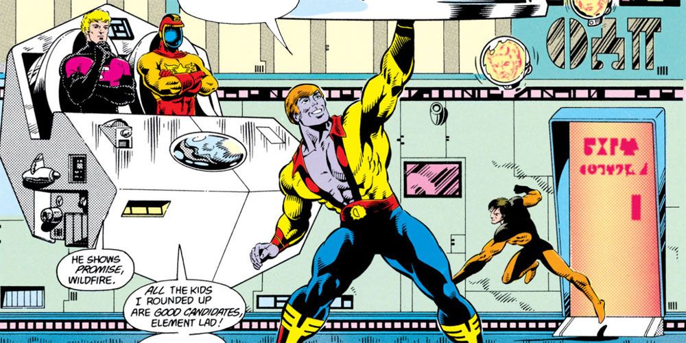 Power Boy tries out for the Legion of Super-Heroes by lifting Colossal Boy over his head