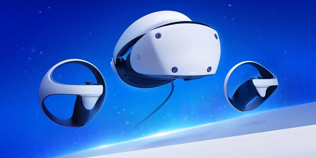 The PlayStation VR2 headset with Sense controllers