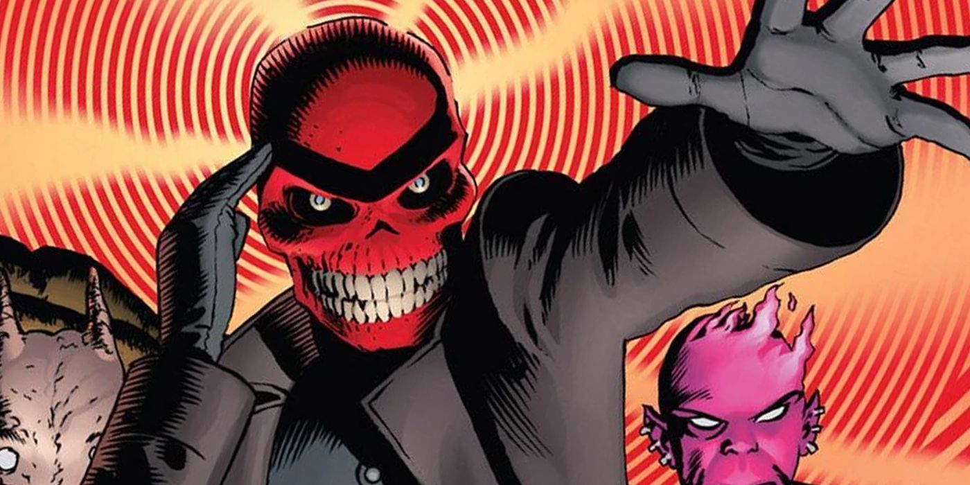 Red Skull's clone using the stolen powers of Professor X with the mutated S-Men in the background