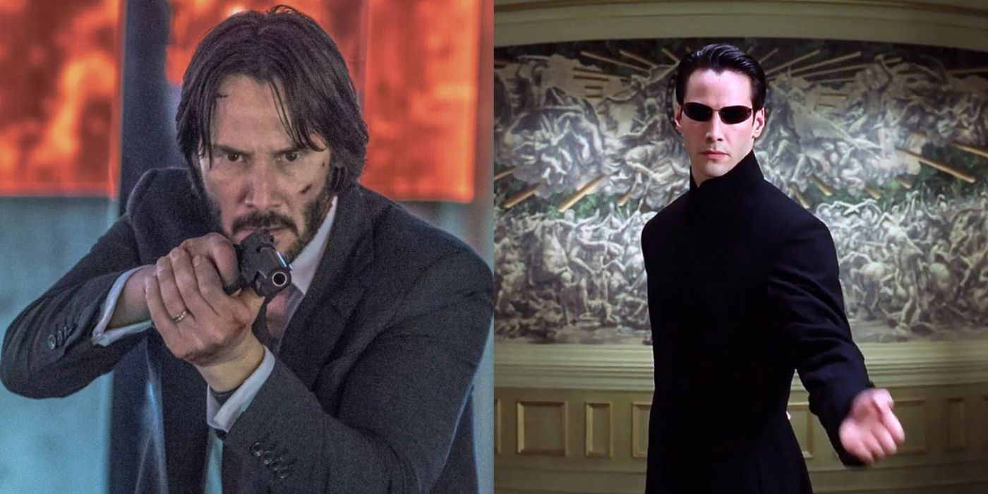 Keanu Reeves as John Wick and Neo in the Matrix