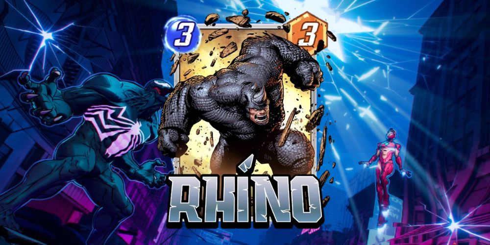 Rhino card Marvel Snap com fundo Marvel Snap