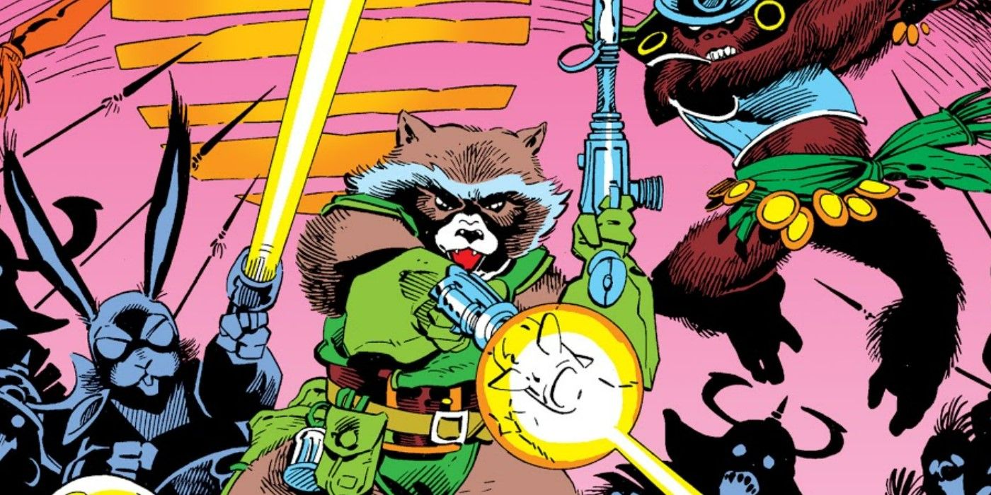 Ricket Raccoon fighting in comic book