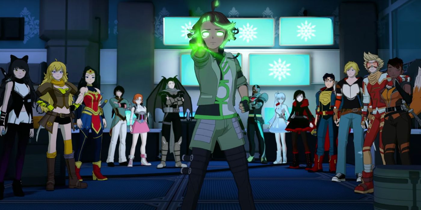 Heroes Gather around the Green Lantern in RWBY Justice League Movie Trailer
