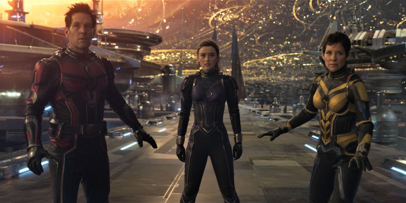 Scott, Cassie, and Hope in Ant-Man and the Wasp Quantumania's Quantum Realm