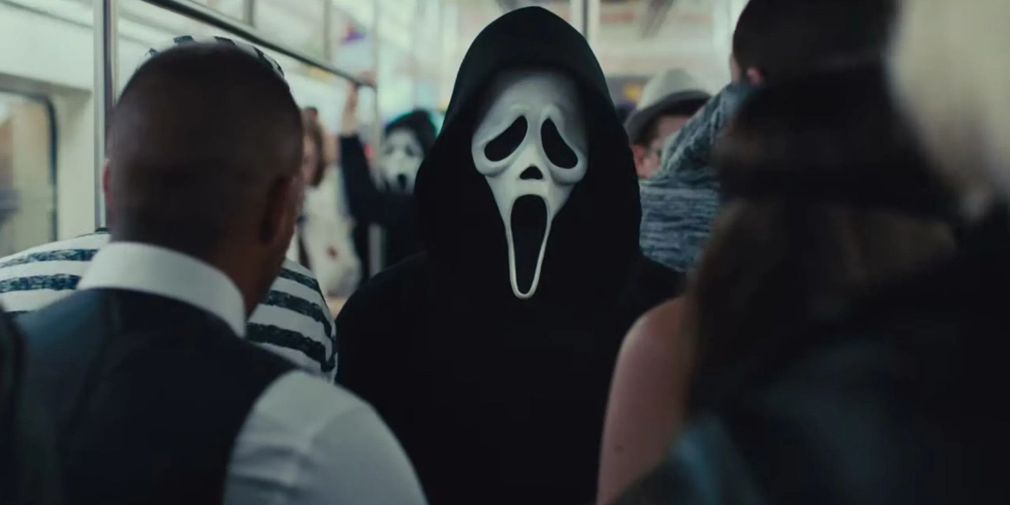 Ghostface scares up a New York subway in Scream VI.