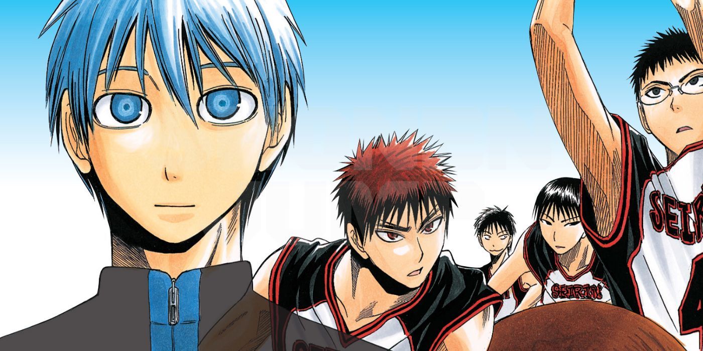 Seirin basketball team posing in Kuroko's Basketball's manga.