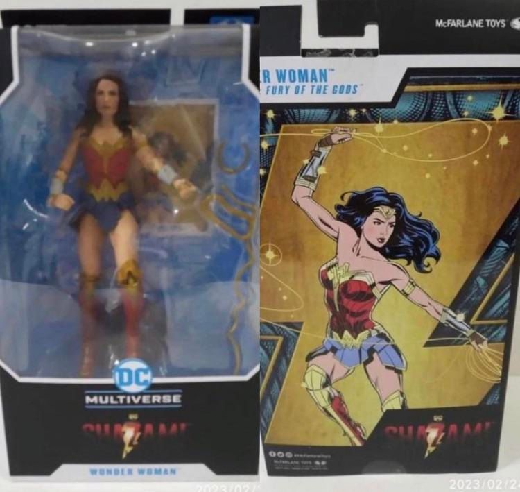 Uma figura da Mulher Maravilha em Shazam!  Fúria da onda dos Deuses.