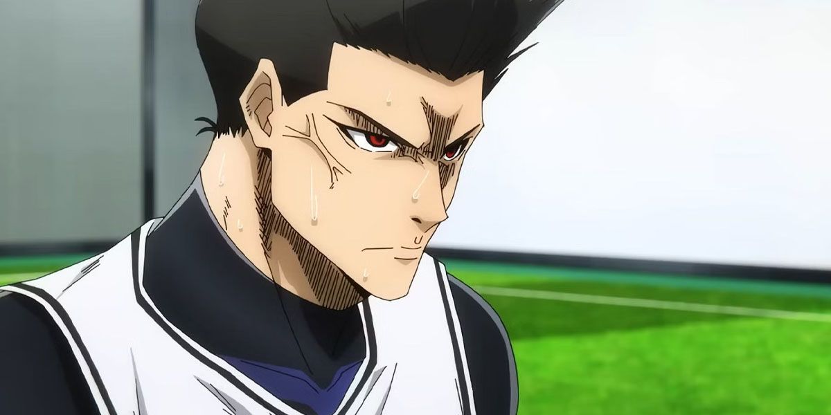 Shoei Barou suando e parecendo determinado em Blue Lock