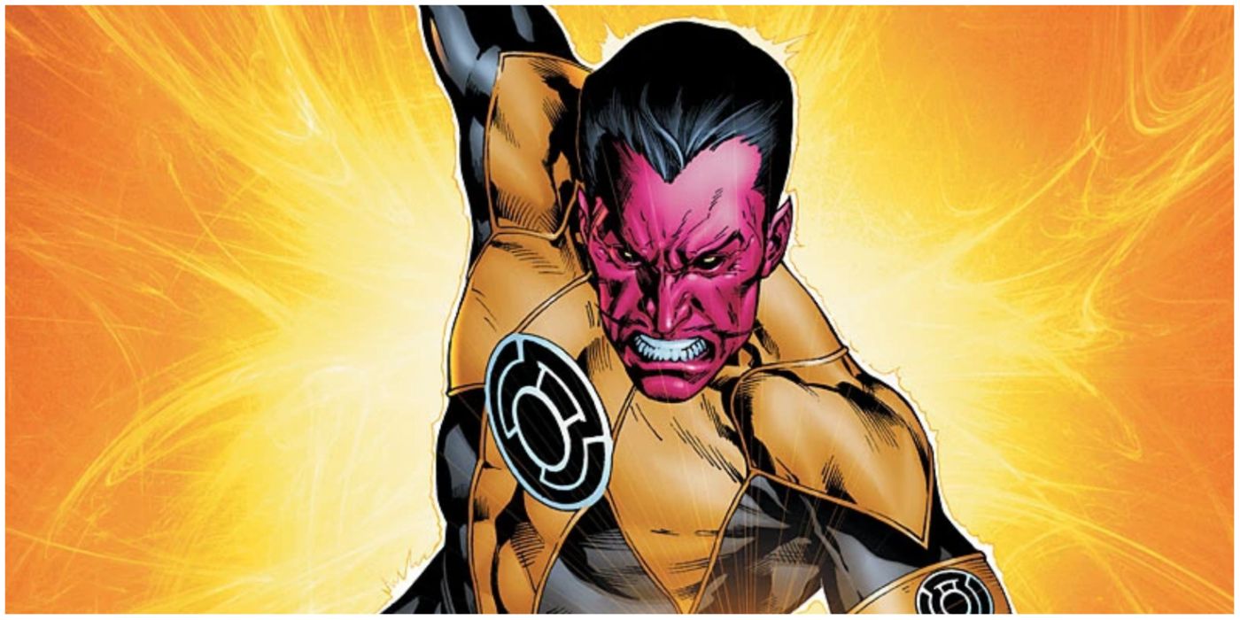 Sinestro making a mean face as a Yellow Lantern in DC comics