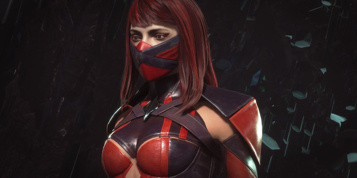 Scarlet vestida de vermelho em Mortal Kombat