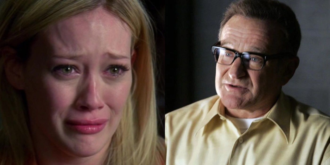 Split Image of Hilary Duff and Robin Williams in Law and Order SVU