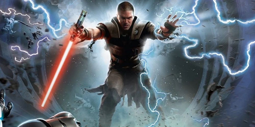 Starkiller using Force Lightning in Star Wars: The Force Unleashed