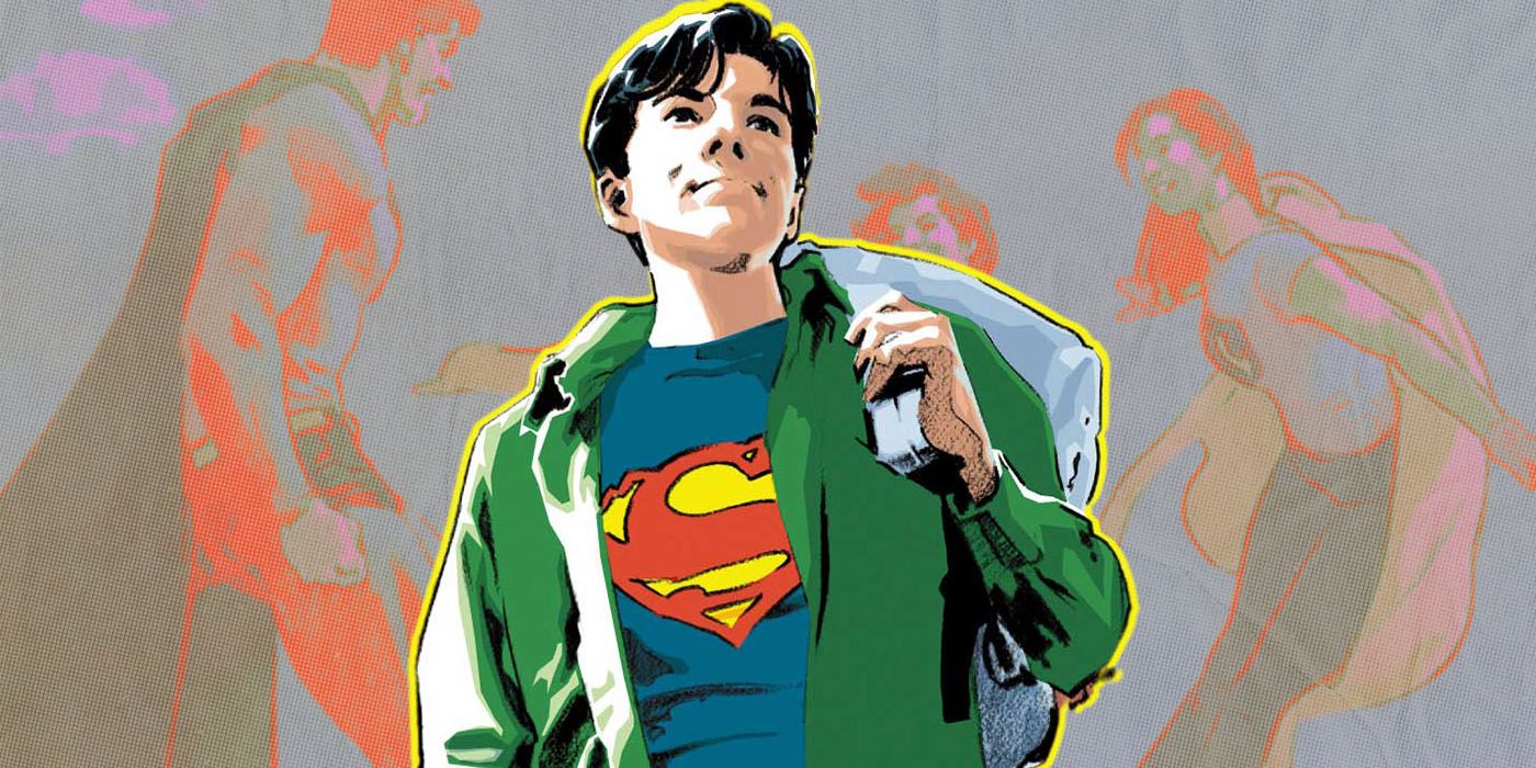 Um jovem Clark Kent vestindo uma camiseta do Superman em Identidade Secreta.