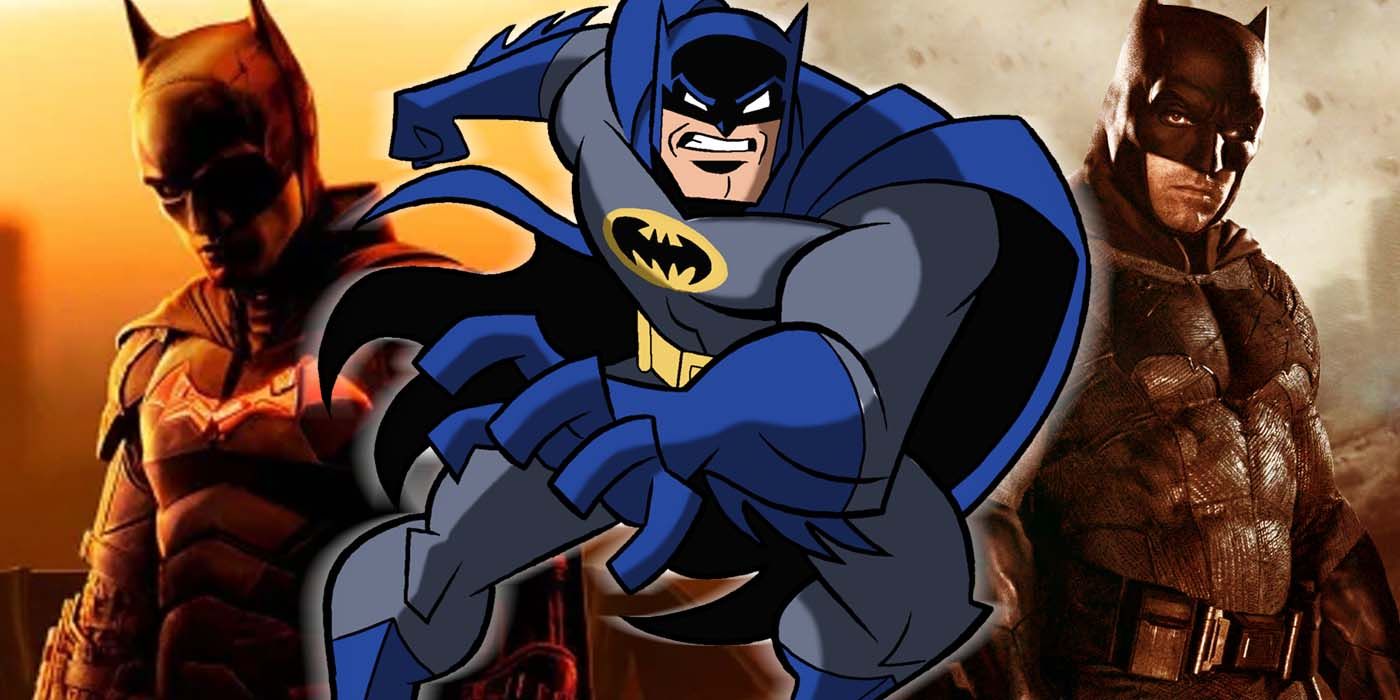 Batman: The Brave and the Bold juxtaposed with Robert Pattinson and Ben Affleck
