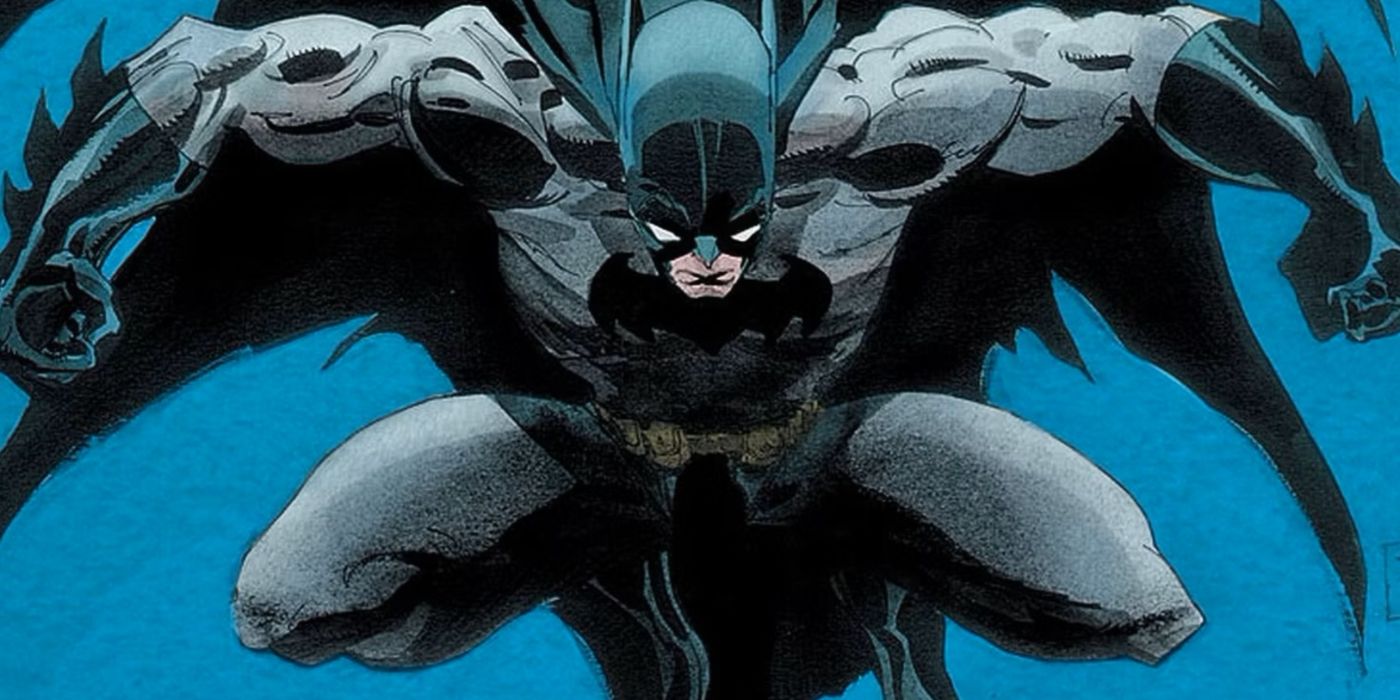 The Long Halloween artwork featuring Batman leaping through the air in DC Comics