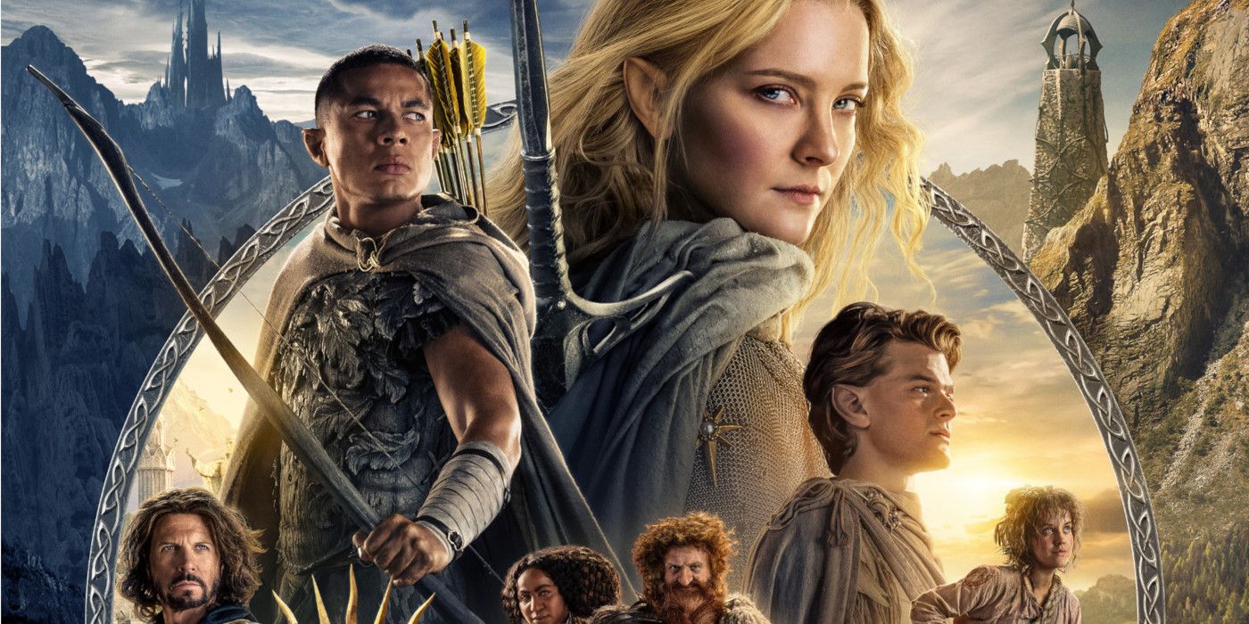 A cropped poster shows the cast of The Lord of the Rings The Rings of Power