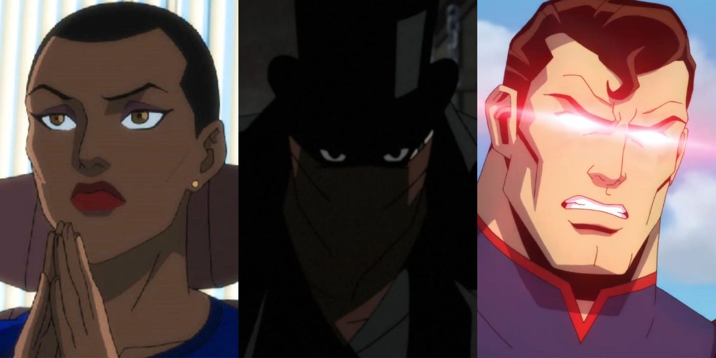 Split image showing Amanda Waller, Jack the Ripper and Evil Superman in DC animated movies