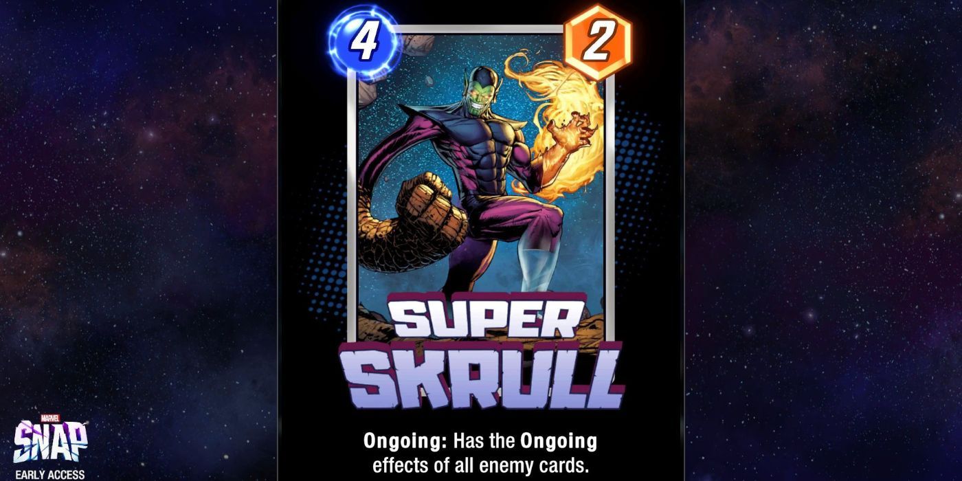 The Super Skrull card in Marvel Snap on promotional art