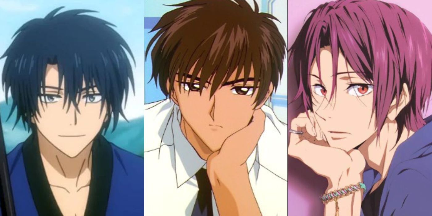 Son Hak from Yona of the Dawn; Touya Kinomoto with his left hand on his chin from Cardcaptor Sakura; Rin Matsuoka with his head in his right hand from Free!