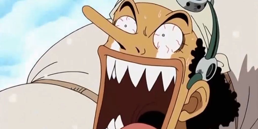 A pre-timeskip Usopp looking shocked in One Piece
