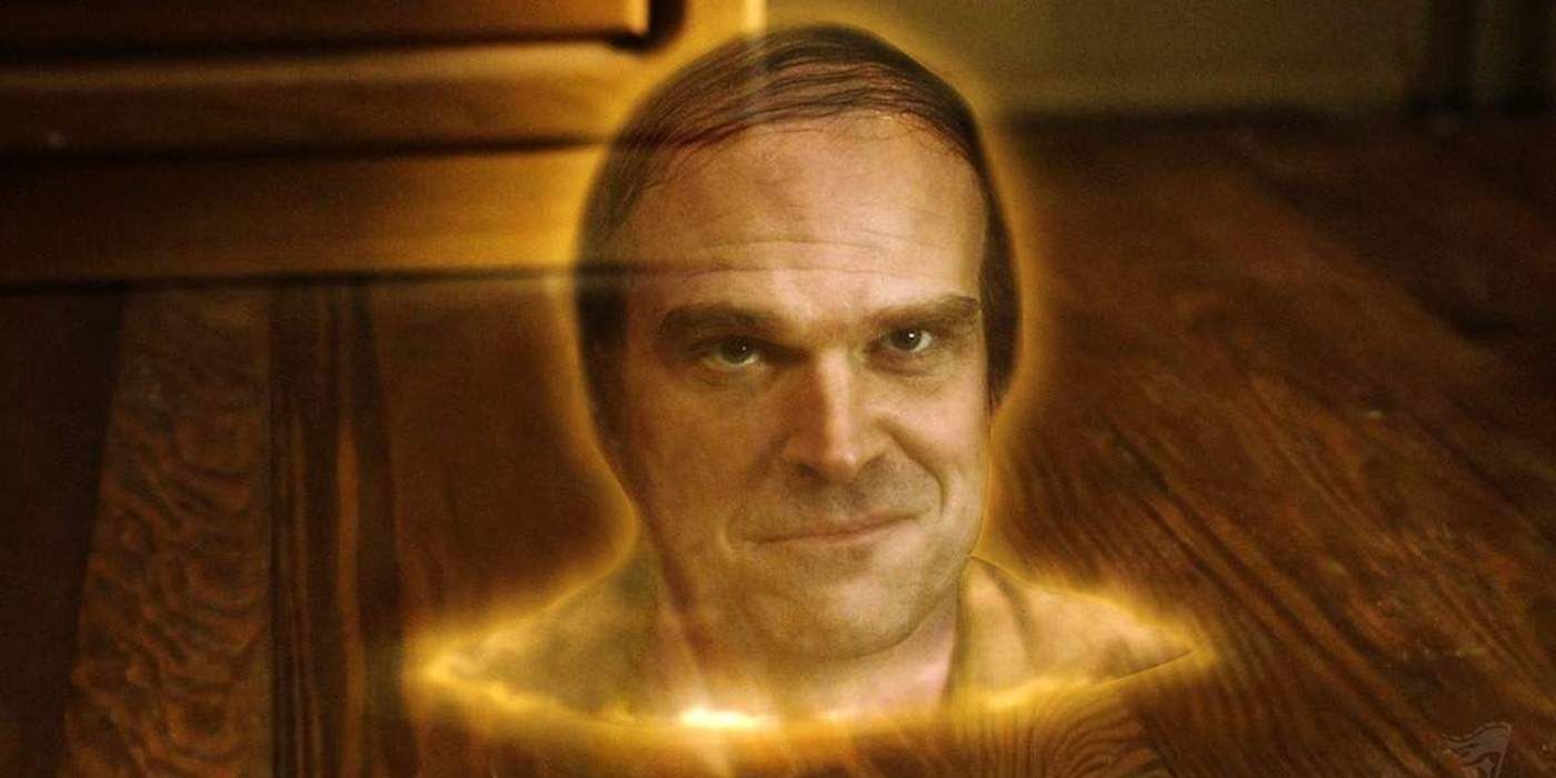 David Harbour's Ernest materializes in the floor in We Have a Ghost