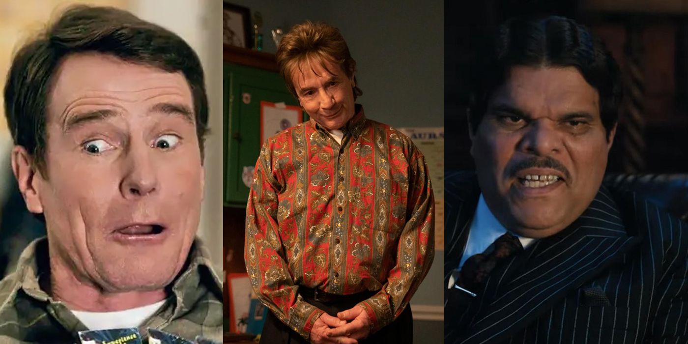 Split image of Hal from Malcolm in the Middle, a young Oliver from Only Murders in the Building, and Gomez Addams from Wednesday.