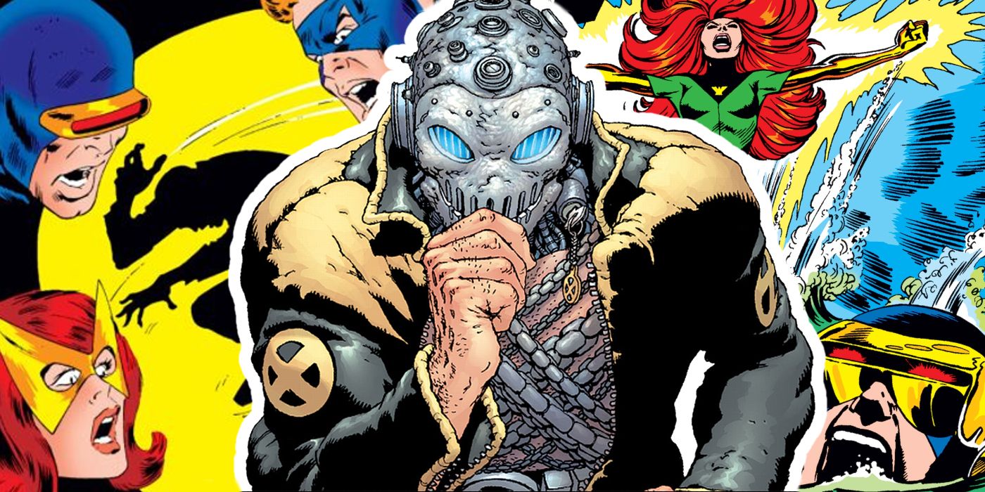 Xorn from the X-Men with the covers of Uncanny X-Men #42 and #101 behind him