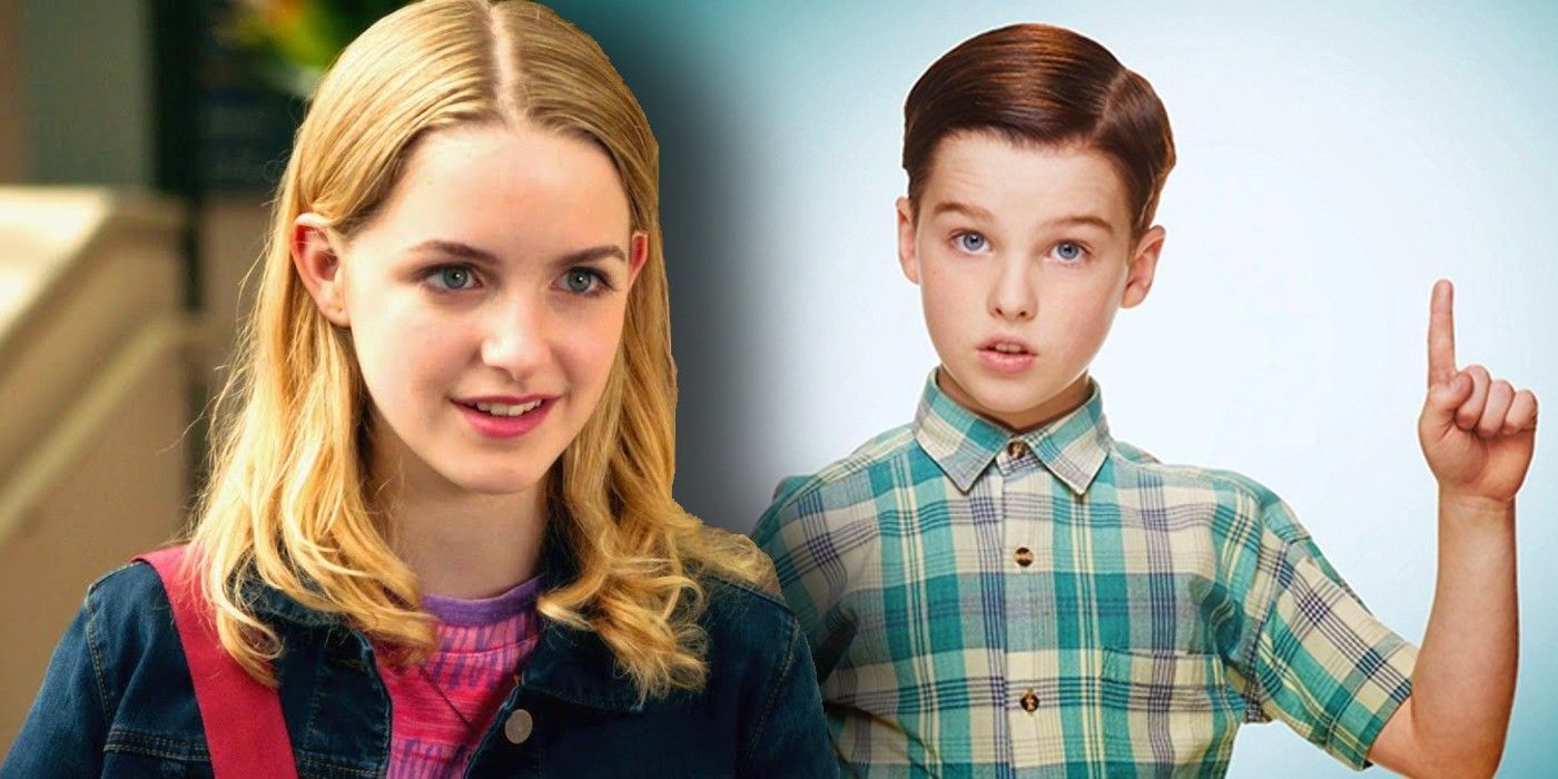 Split image of Young Sheldon's Paige and Sheldon