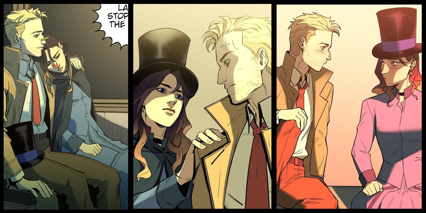 colagem de momentos românticos de zatanna e constantine