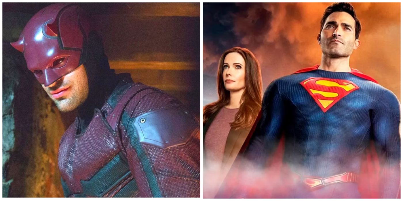 Split image of Daredevil and Superman and Lois