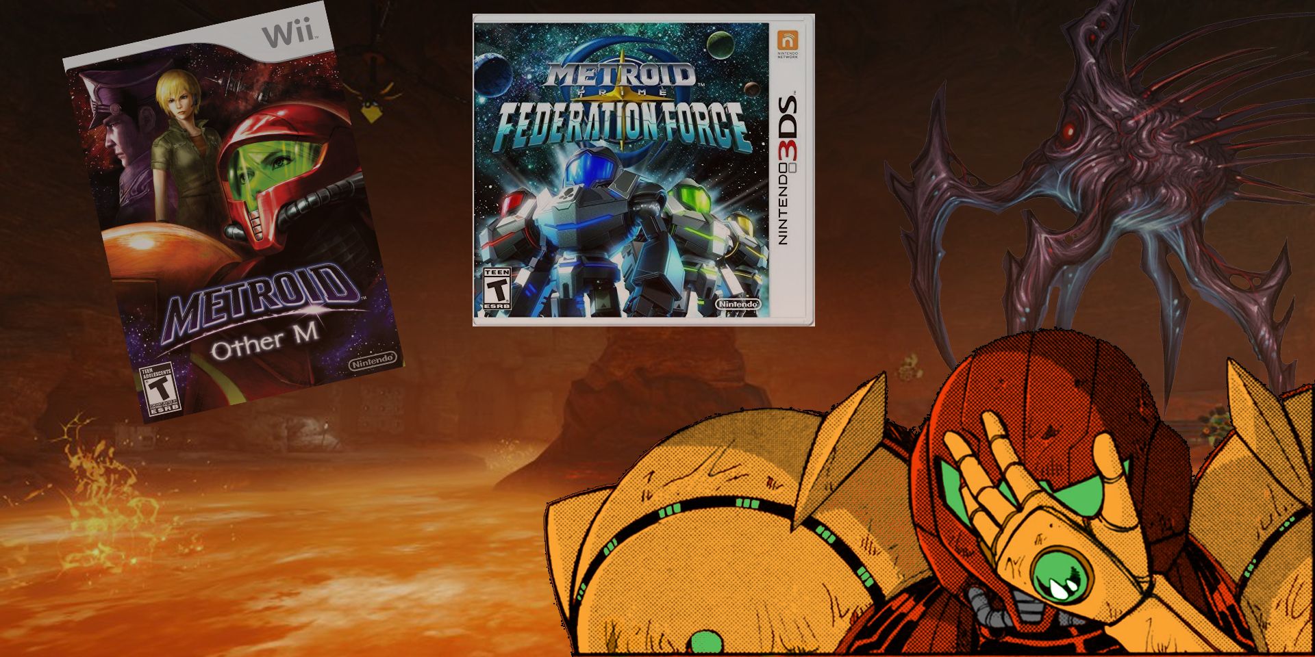 Samus looks despondently away from the franchise's biggest blunders.