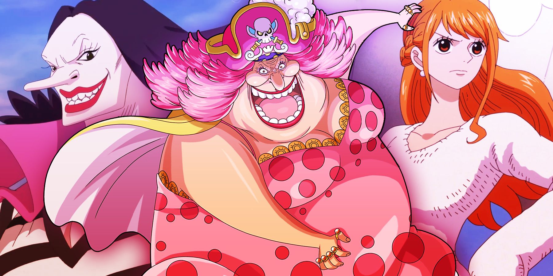 From left to right: Catarina Devon, Big Mom, and Nami.