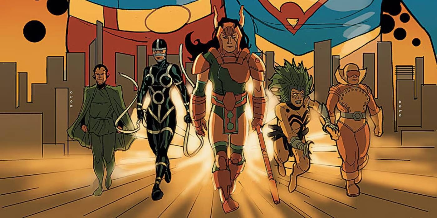 Maelstrom walks with the Female Furies of Apokolips in DC Comics