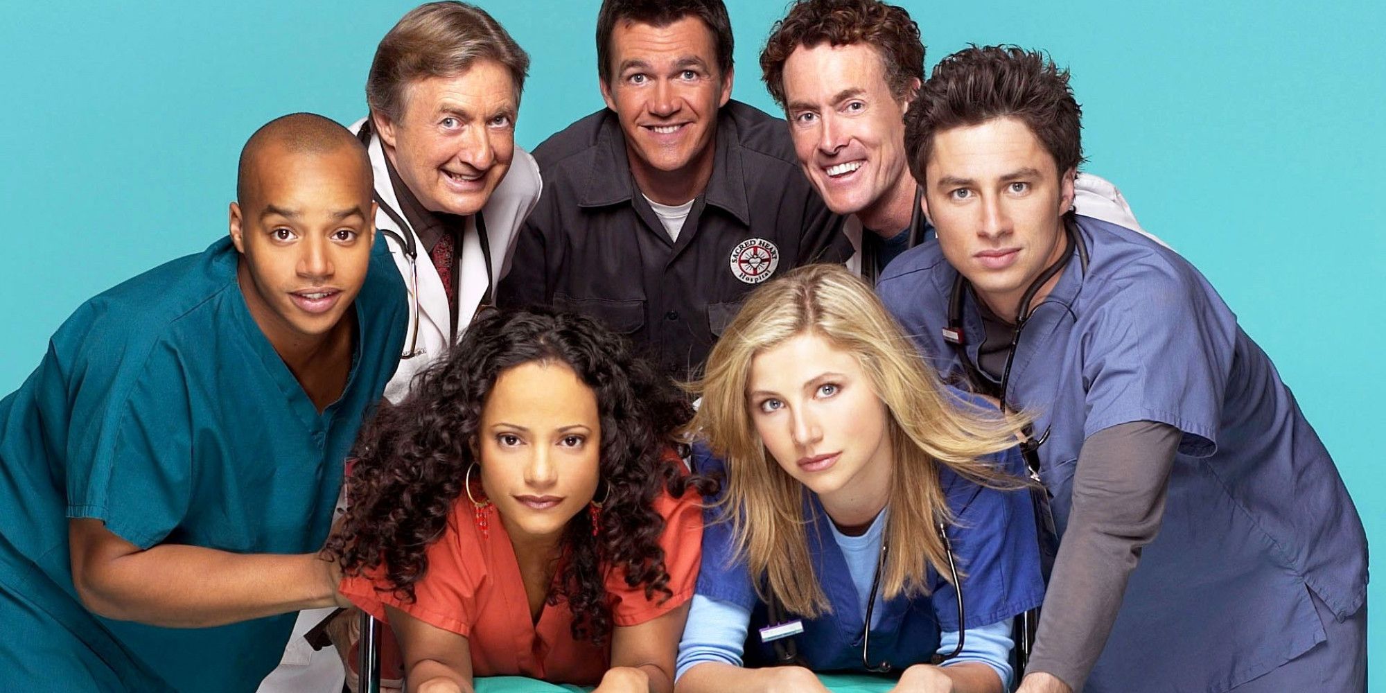 The cast of Scrubs comes together including Zach Braff, Donald Faison and Sarah Chalke