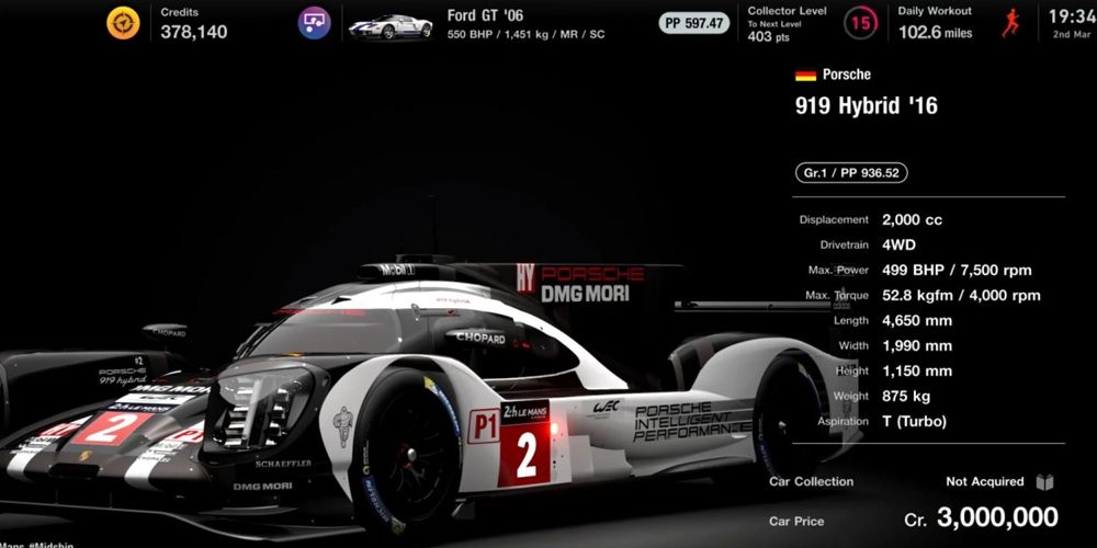 Um 916 Hybrid é personalizado no Gran Turismo 7.