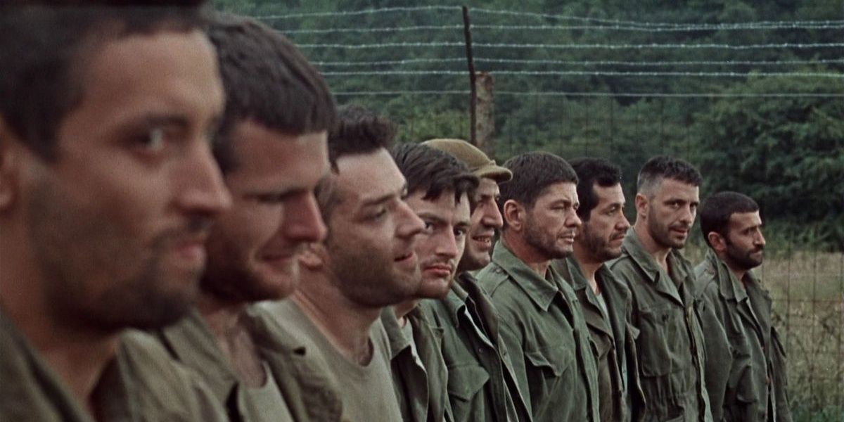 A number of men stand in line in The Dirty Dozen 